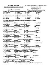 Đề kiểm tra chât lượng giữa kì I năm học 2015- 2016 môn Tiếng Anh 12